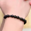 Classique Hommes Bracelet Noir Tourmaline Mat Pierre Naturelle Protection Yoga Perlé Stretch Bracelets Hommes Pulsera Hombre