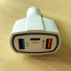 Carregador de carro USB-C Dual Port USB Tipo de carregamento rápido C Adaptador de energia compacto PD QC3.0 para iPhone Samsung Huawei com pacote