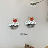 Apeur 10 sztuk / paczka słodkie owoce Cupcake Emalia Charms 19 * 18mm Rhinestone Cherry Cake Bransoletki Pływające wisiorki Biżuteria Robić