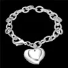 Bracelets de charme de alta qualidade 925 lascas jóias de moda dupla h-coração lagosta-garra clasps para mulheres garotas Presente romântico
