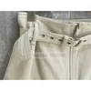 ss Femme Coton Lin Short TAILLE Haute Surdimensionné Fermeture Éclair Courte Avant Taille Boucle Ceinture Avec Poches Ourlet Roulé 210719