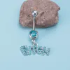 Bitch Letter Navel Piercing Crystal Belly Button Ring Barbell Stainless Steel Bar for Woman Bungelen Sexy Lichaam Sieraden