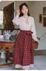 Unique Vintage England style high elastic waist A line Bow tie layers skirts long plaid female (N0056) 210508