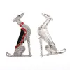 10 PCS/LOT Hot Selling Brooch Fancy Silver Crystal Rhinestone Enamel Animal Poodle Dog Pins For Women Men Lady Gift