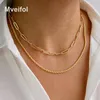 Chaines Collier de chaîne de papier lien en acier inoxydable Mveifol