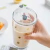 Portable Star Straw Cup Sealed Glass Juice Milk Mug With Handle Heat-Resistant Coffee Water Bottle Gift Travel Party Supplies 210917