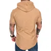 T-shirt d'été pour hommes à manches courtes à capuche Topshirts Slim Fit Streetwear Homme Armée T-shirt Sport décontracté à capuche Top T-shirts T-shirts militaires Hip Hop Undershirt Teeshirts