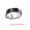 8mm Rotatable Basic Ring for Men Black Stainless Steel Casual Male Stylish Punk Jewelry