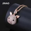 JINAO Personality Iced Out Cubic Zirco Devil Pig Dog Monkey Heart Smile Pendant &Necklace Hip Hop Jewelry For Gifts X0707