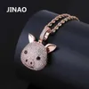 Jinao Personalidade Gelado fora Cúbico Zirco Devil Porco Cão Macaco Coração Sorriso Pingente Colar Hip Hop Jóias Para Presentes X0707