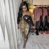Women's Jumpsuits & Rompers Sexy Leopard Print Lace Patchwork Jumpsuit Off Shoulder Long Sleeve Skinny Romper Women Night Club Overalls