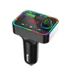 Caricatore per auto F4 Trasmettitore FM Doppia porta USB per ricarica rapida PD Vivavoce o ricevitore Lettore MP3 Luci colorate per atmosfera con scatola al dettaglio7528514