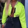 JOCoo Jolee Women Neon Cropped Kurtki Jesień Modne Europa Styl Slim Płaszcze Z Długim Rękawem O Neck Krótkie kurtki Znosić 210518