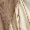 Doce terno feminino japão único breasted turn-down colarinho vestido plissado + cordão irregular colete de malha duas peças conjunto pl548 220210