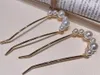 Kryształ w kształcie litery U Rhinestone Pearl Updo Hairpin Włosy Pin Clip Stick Fork 2 Prong Clips Chignon