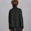 [EAM] Gevşek Fit Siyah Şerit Bölünmüş Kazak Yüksek Yaka Uzun Kollu Kadınlar Büyük Boy Moda Bahar Sonbahar OA879 210910