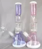 Vintage High Quality Perc Glass Bong Water hookah Pipe 35cm height 700g weight can put customer logo