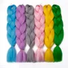 Lsyntetisk ombre flätande hår 100g/pack 24 tum Jumbo Braid Box Braids Hair for Blue Pre Sträcked Afro Hair