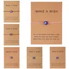 Zrób życzenie Blue Evil Eye Woven Papier Card Bransoletka Bransoletka Mężczyźni Kobiety Regulowane Lucky Red Str Bransoletki Kobiet Moda Biżuteria