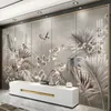 Personalizado Papel de Parede 3D Folha Retro Nordic Plantas Tropicais Fresco Sala de estar TV Sofá Bedroom Home Decor Papel de Parede Sala