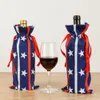 Fête de l'indépendance américaine Couverture de bouteille de vin Étoiles et rayures Bouteilles de vins Sacs Décoration de vacances Sac cadeau RRD6765