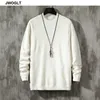 Korea Fashion Solid Sweater Men Casual O-Neck Pullover Men Slim Fit Long Sleeve White Black Mens Sweaters Knitted Pull Homme 210528