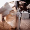 Прозрачные кружевные 3D цветы аппликация свадебные платья Бохо свадебные платья без бретелек с раздель