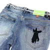 Designer moderne hommes jeans mode caractère mince style loisirs rayures homme été régulier poids moyen lavé solide moto pants275P
