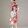 Frühling Stil Böhmischen Druck Streifen Punkte Langarm Schlank Temperament Elegante Kleid Hohe Qualität Damen Kleidung Casual Kleider