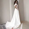 Casual Dresses Sexy V-Neck Short Sleeve Prom Wedding White Dress Night Club Evening Party Women Elegant Slit Long Maxi 2022