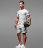 Män Kläder Ropa Hombre Herrtröjor Satser Sommar Fashion Fitness 2 Piece Sets Mens Lätt Kortärmad Utomhus Sportswear 210603