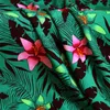 1 meter X 1.45 meter Green Plants Pink Floral Rayon Viscose Fabric Quality Children Clothing Material 210702