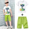 Meninos Summer Suits Sports Children's Sleeved Camiseta + Calça curta 2PC Conjuntos de roupas Big Children 4-12 Vestuário de idades