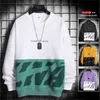 Yüksek kaliteli Marka Erkekler Hoodie Sonbahar Streetwear Hip Hop Erkekler Hoody Patchwork Polar Sıcak Moda Kapüşonlu Kazak Tops Adam T200917