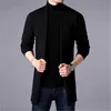 Sweter płaszcze Męskie Moda Jesień Męska Slim Long Solid Color Kurtki Dzianiny Moda męska Casual Sweter Cardigan Coats 211008