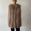Beiziru Real Fur Coat Vest Avtagbar Ärm Två Slit Vinter Varm Mode Naturstil 211220