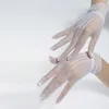 Rękawiczki z pięcioma palcami Kabaretki Siatkowe rękawiczki Moda damska Lady Girl Ochrona Koronka Elegancki styl Czarno-biały