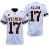 2021 College Wyoming Jersey 17 Josh Allen New NCAA White Coffee Embroidery All Stitched Adult Youth