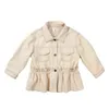 Kids Girls Long Leather Jackets White Spring In Coats and Outerwear Children Motorcycle 211204