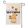 Summer Welcome Bee Dwarfs Banner Flags Yard Decoration Linen Garden Flag