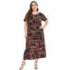 Dres Sommer V-Ausschnitt Kurzarm Bunte Plaid Print Casual Kleid Elegante Side Split Maxi Lange Kleider 210721