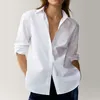 Kadın Bluzlar Gömlek İngiltere Stil Ofis Lady Basit Moda Poplin Saf Beyaz Bluz Kadınlar Blusas Mujer De Moda 2021 Gömlek Busine Tops