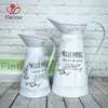 French Style Farmhouse Decorative Pitchers, Metal White Rustic Pitcher Vase Flower Jug for Home Decoration, Wedding Decor 210623