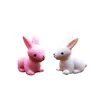 NUOVOMini simpatico coniglietto Coniglio bianco rosa Miniatura pasquale Accessori per giardino fatato Figurine bonsai Bottiglia di muschio Micro ornamenti paesaggistici RRA106