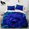 Dream NS Rea Nytt 3D Sängkläder Set Reaktivt tryck Lila Rose Blommor Mönster Quilt Cover Säng juego de cama H0913