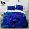 Dream ns New 3D Bedding Sets Reactive Print Purple Rose FlowersキルトカバーベッドJuego de Cama H0913287p