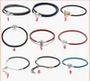 100% 925 Sterling Zilver Mesh Armbanden Voor Vrouwen DIY Sieraden Fit Pandora Bedels prinses leeuw rose goud rood zwart blauw lederen touw dubbele Lady Gift Met Originele Doos