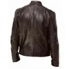 Autumn Male Leather Jacket Black Brown Mens Stand Collar Coats Biker s Motorcycle 211217