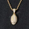 Hip Hop ghiacciato a ciondolo da calcio Necklace Gold Ploted Mens Bling Sport Jewelry Gift3658779