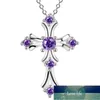 Collier avec pendentif croix en cristal d'argent 925, chaînes de 18 pouces pour femmes, Bijoux à la mode, cadeaux, livraison directe